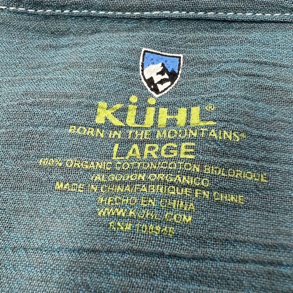 Kuhl Men's Large? (Read) Organic Cotton Plaid Short Sleeve Button Up Lightweight